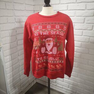 Happy Holidays Ladies Size Large Red Fleece Lined Long Sleeve Sweatshirt